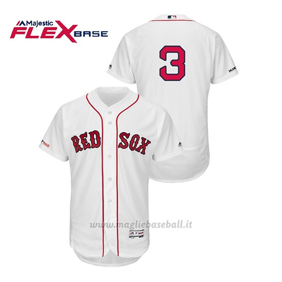 Maglia Baseball Uomo Boston Red Sox Sandy Leon 150th Aniversario Patch Flex Base Bianco